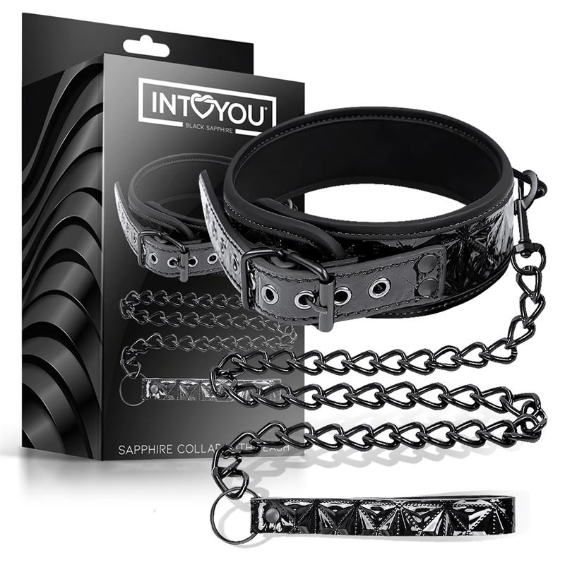 COLAR DE COURO VEGANO DE SAFIRA BLACK SAPPHIRE COM ALÇA
