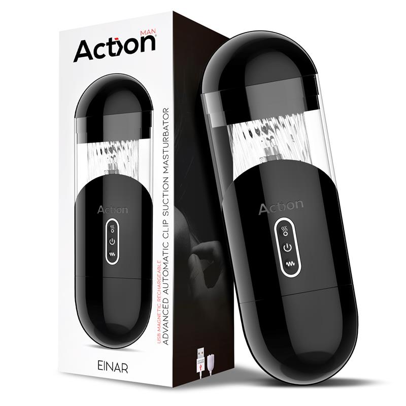 ACTION EINAR MASTURBADOR AUTOMÁTICO AVANÇADO COM SUCÇÃO E VIBRAÇÃO USB MAGNÉTICO