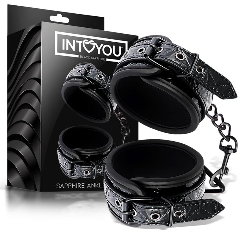 ALGEMAS DE TORNOZELO AJUSTÁVEIS BLACK SAPPHIRE EM COURO VEGANO DE SAFIRA