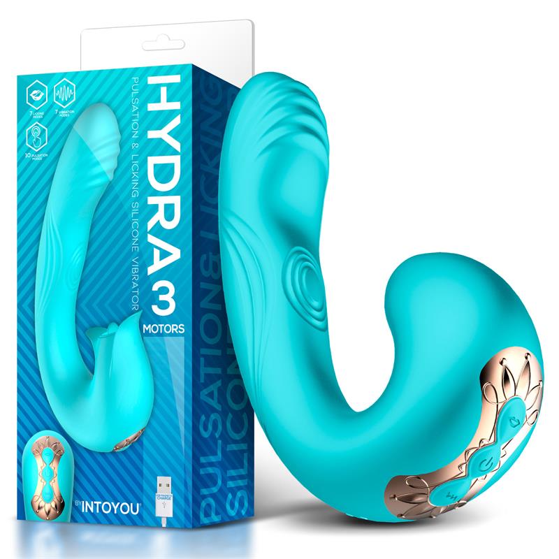 VIBRADOR HYDRA INTOYOU COM LÍNGUA ESTIMULADORA DE PULSAÇÃO E CLITÓRIS 3 MOTORES USB