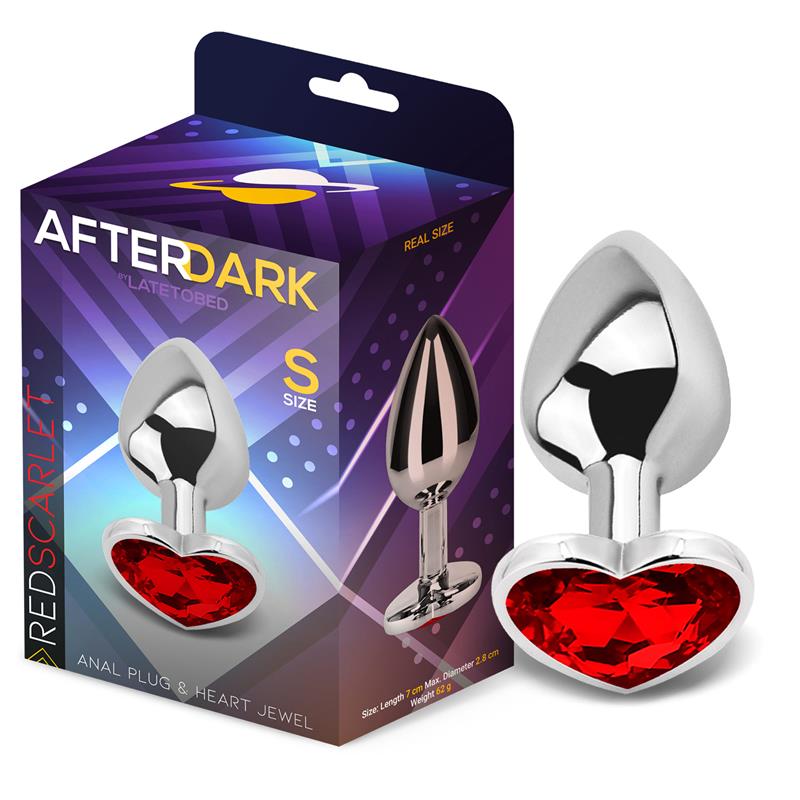 PLUG ANAL COM JOIA DE CORAÇÃO VERMELHO ESCARLATE TAMANHO S