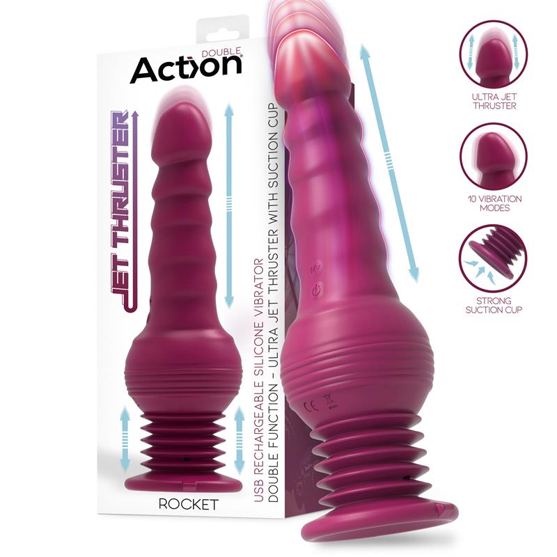VIBRADOR ACTION ROCKET COM IMPULSO ULTRA JET THRUSTER COM PODEROSA VENTOSA