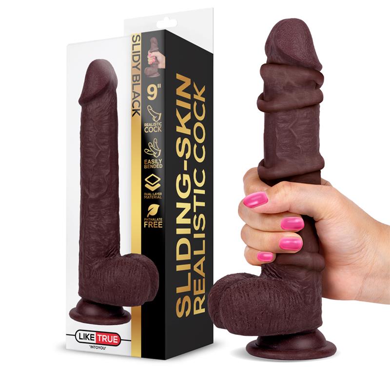 DILDO REALISTA CAMADA DUPLA RETRÁTIL E AJUSTÁVEL 9"