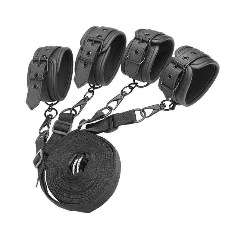 CONJUNTO DE RESTRIÇÕES DE CAMA INTOYOU BLACK SHADOW COURO VEGANO