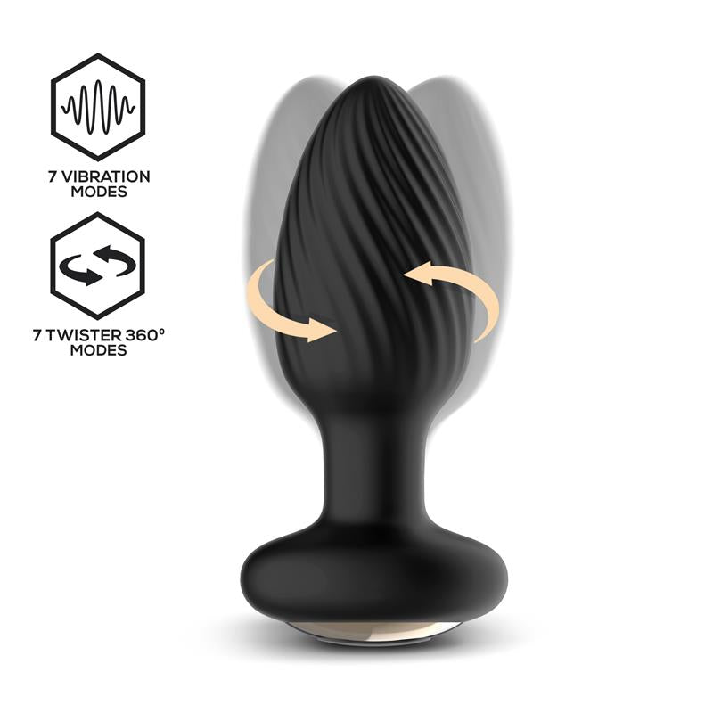 INTOYOU DRAGO ANAL PLUG VIBRAÇÃO, MOVIMENTO TWISTER 360º E CONTROLE REMOTO