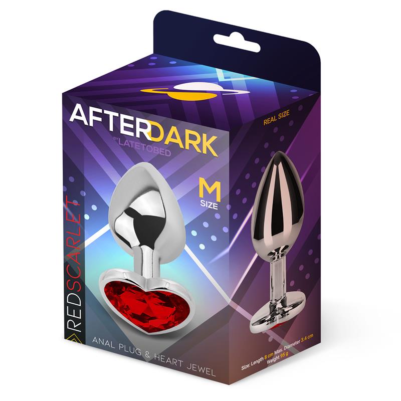 PLUG ANAL COM JOIA DE CORAÇÃO VERMELHO ESCARLATE TAMANHO M