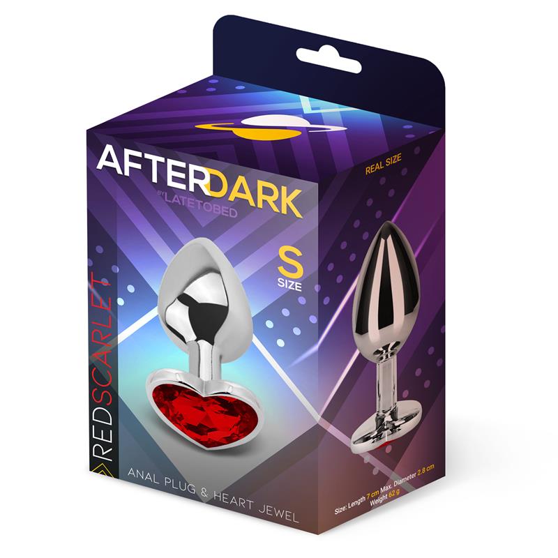PLUG ANAL COM JOIA DE CORAÇÃO VERMELHO ESCARLATE TAMANHO S