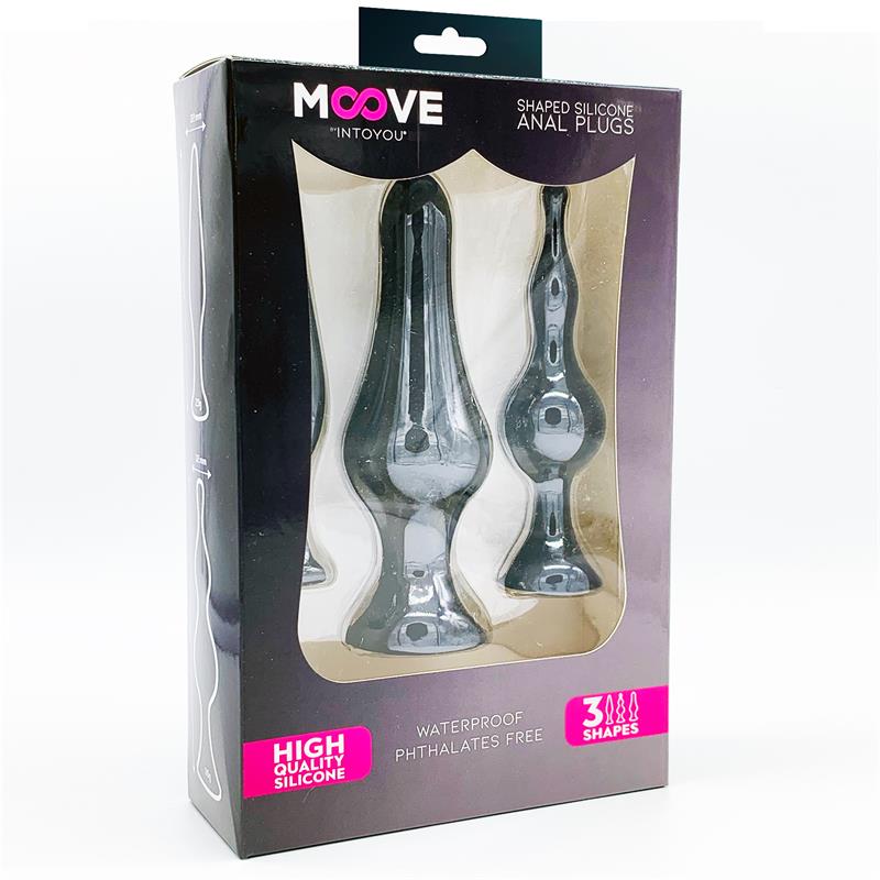 CONJUNTO DE 3 PLUG ANAL DE SILICONE PRETO