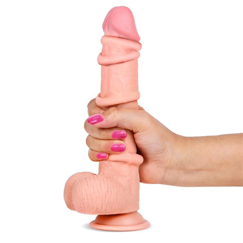 DILDO REALISTA CAMADA DUPLA RETRÁTIL E AJUSTÁVEL 9"