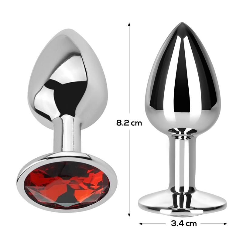 PLUG ANAL COM JÓIA VERMELHA RUBI TAMANHO M
