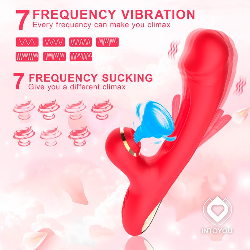 VIBRADOR INTOYOU FITER COM ESTIMULADOR DE CLITÓRIS E LÍNGUA FLIP-FLAP 3 MOTORES VERMELHO