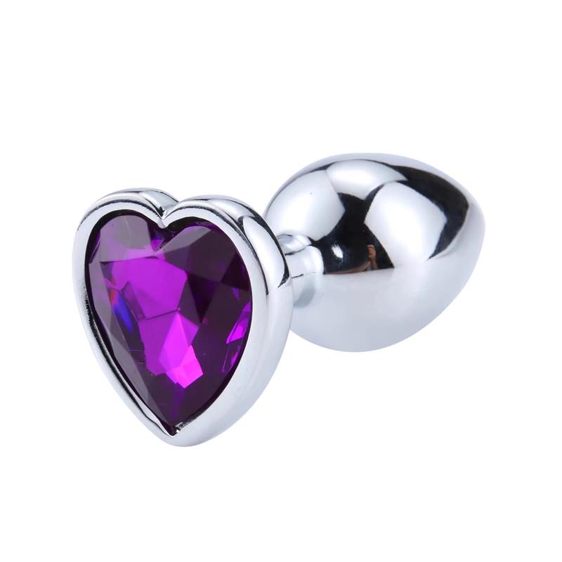 PLUG ANAL COM JOIA DE CORAÇÃO ROXO LAVANDA TAMANHO S