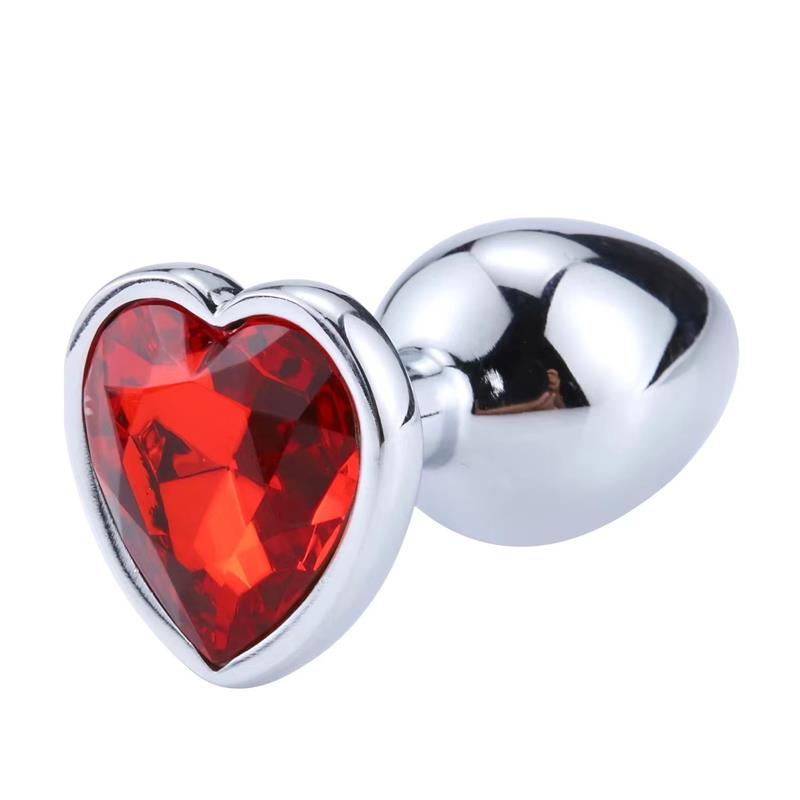 PLUG ANAL COM JOIA DE CORAÇÃO VERMELHO ESCARLATE TAMANHO M