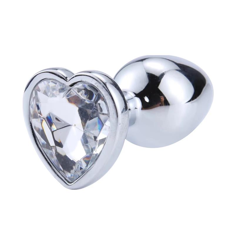 PLUG ANAL COM JOIA DE CORAÇÃO BRANCO TAMANHO M