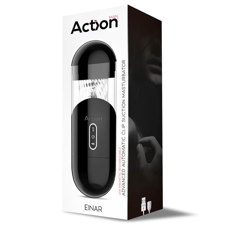 ACTION EINAR MASTURBADOR AUTOMÁTICO AVANÇADO COM SUCÇÃO E VIBRAÇÃO USB MAGNÉTICO