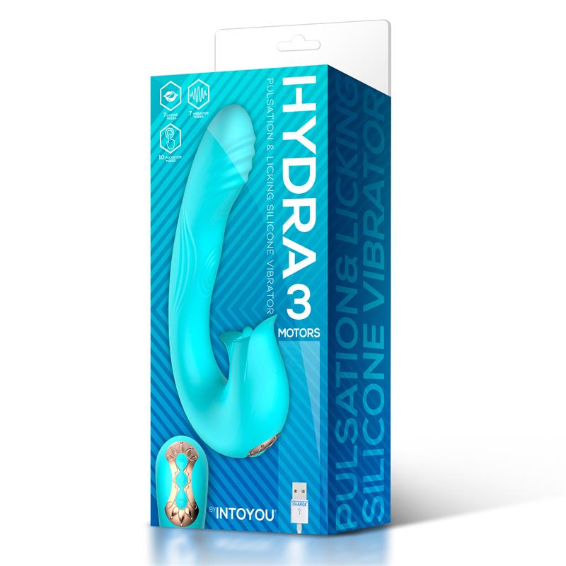 VIBRADOR HYDRA INTOYOU COM LÍNGUA ESTIMULADORA DE PULSAÇÃO E CLITÓRIS 3 MOTORES USB