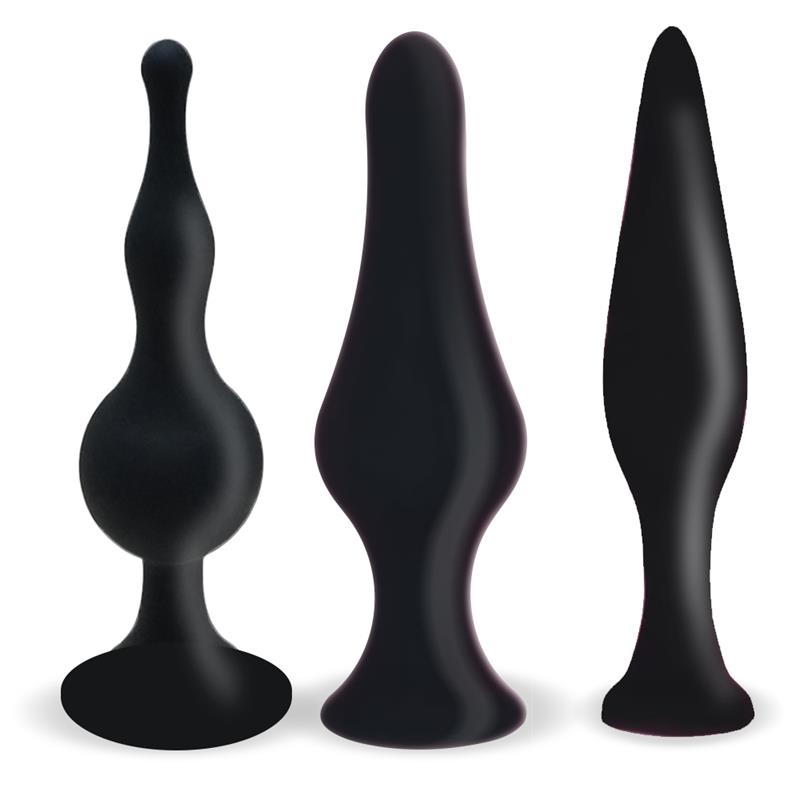 CONJUNTO DE 3 PLUG ANAL DE SILICONE PRETO