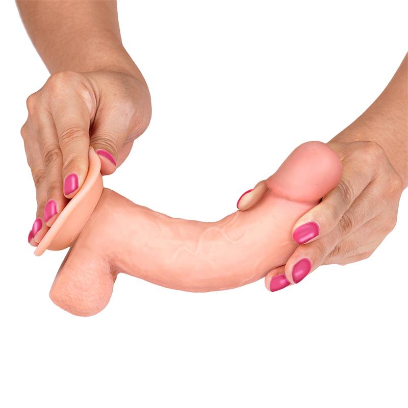 DILDO REALISTA CAMADA DUPLA RETRÁTIL E AJUSTÁVEL 8"