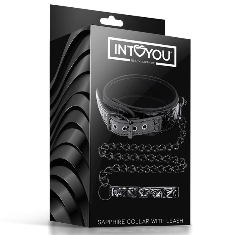 COLAR DE COURO VEGANO DE SAFIRA BLACK SAPPHIRE COM ALÇA