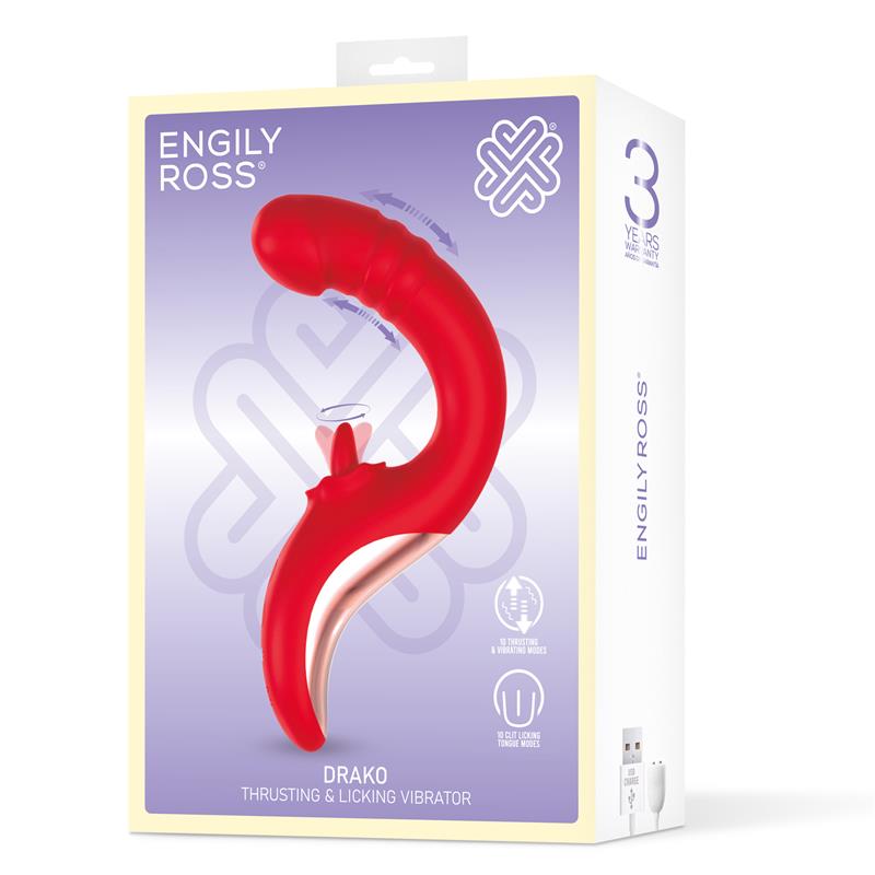 VIBRADOR ENGILY ROSS DRAKO COM IMPULSO E LÍNGUA OSCILANTE 360º