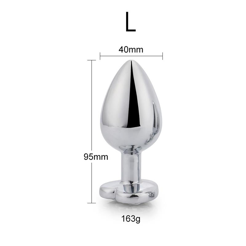 PLUG ANAL COM JOIA DE CORAÇÃO BRANCO TAMANHO L