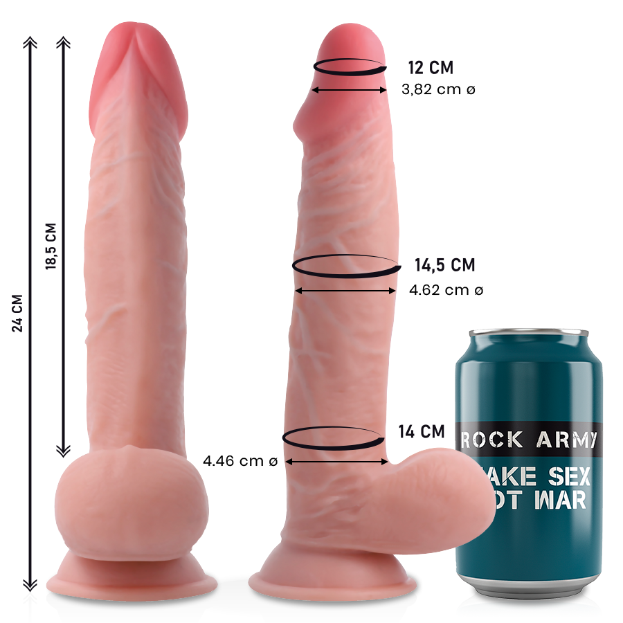ROCKARMY - SHERMAN DILDO REALÍSTICO DUPLA DENSIDADE 24 CM -O- 4,62 CM