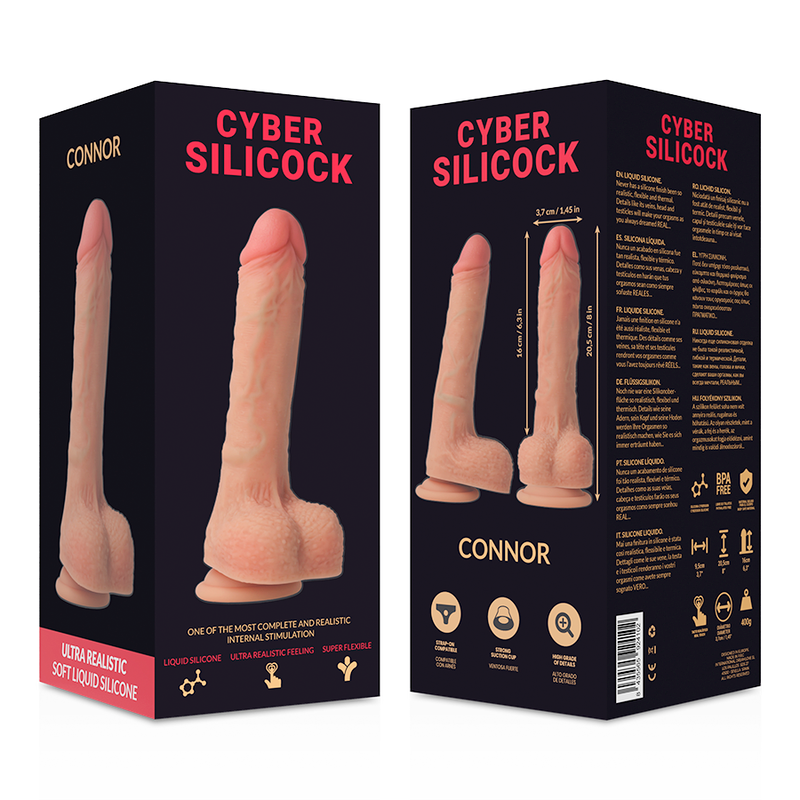 CYBER SILICOCK - SILICONE LÍQUIDO REALISTA CONNOR 20,5 CM -O- 3,7 CM