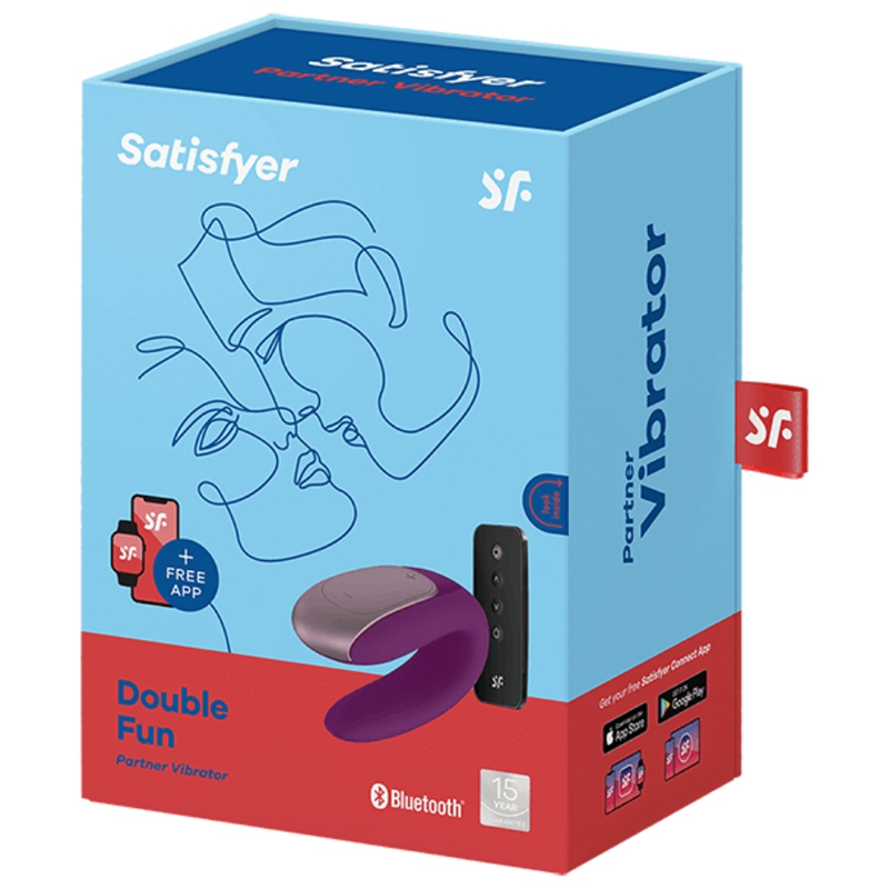 SATISFYER DOUBLE FUN PARTNER VIBRATOR - ROXO