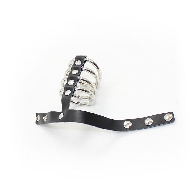 OHMAMA FETICHE SNAP FIXADOR CORREIA DE COURO ANEL DE GALO DE METAL