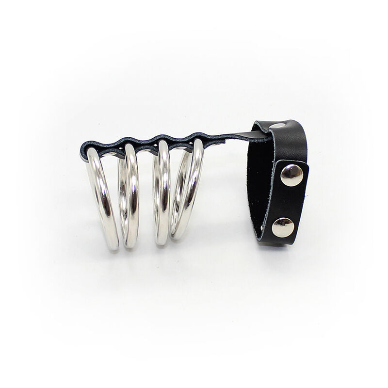 OHMAMA FETICHE SNAP FIXADOR CORREIA DE COURO ANEL DE GALO DE METAL