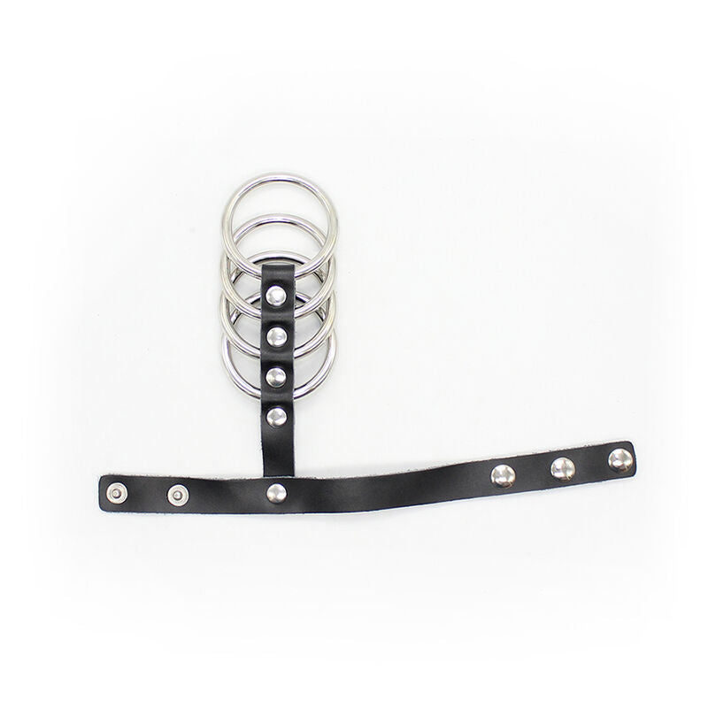 OHMAMA FETICHE SNAP FIXADOR CORREIA DE COURO ANEL DE GALO DE METAL