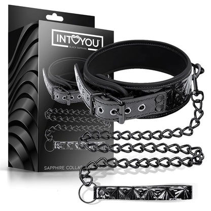 COLAR DE COURO VEGANO DE SAFIRA BLACK SAPPHIRE COM ALÇA