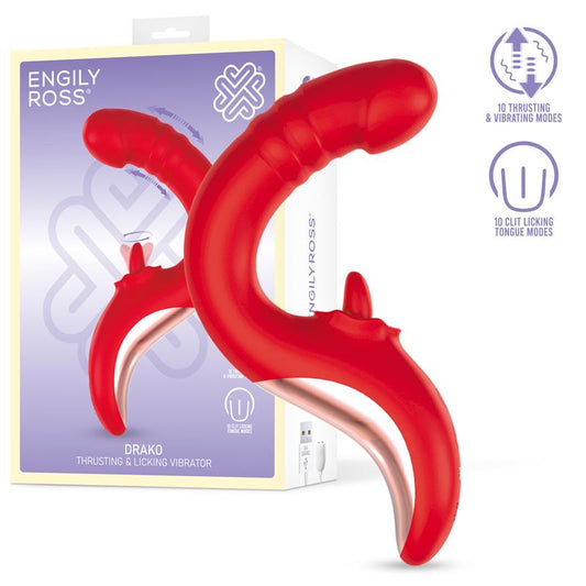 VIBRADOR ENGILY ROSS DRAKO COM IMPULSO E LÍNGUA OSCILANTE 360º