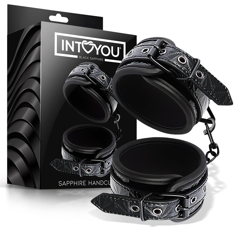 ALGEMAS DE PULSO AJUSTÁVEIS BLACK SAPPHIRE EM COURO VEGANO DE SAFIRA