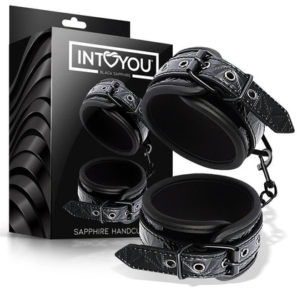ALGEMAS DE PULSO AJUSTÁVEIS BLACK SAPPHIRE EM COURO VEGANO DE SAFIRA