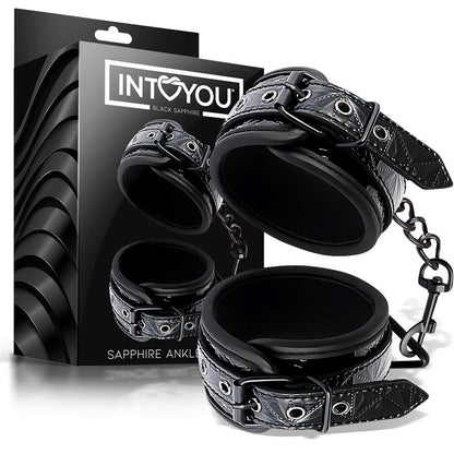 ALGEMAS DE TORNOZELO AJUSTÁVEIS BLACK SAPPHIRE EM COURO VEGANO DE SAFIRA