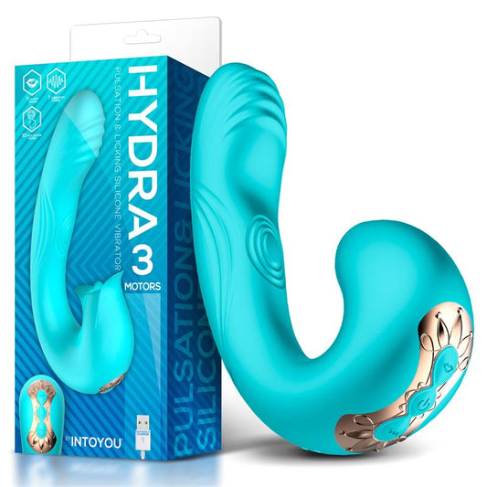 VIBRADOR HYDRA INTOYOU COM LÍNGUA ESTIMULADORA DE PULSAÇÃO E CLITÓRIS 3 MOTORES USB