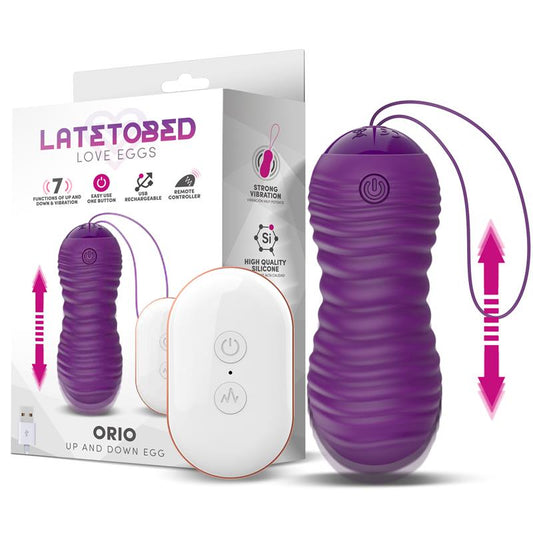 LATETOBED ORIO OVO VIBRATÓRIO E MOVIMENTO TELESCÓPICO PARA CIMA E PARA BAIXO CONTROLE REMOTO ROXO