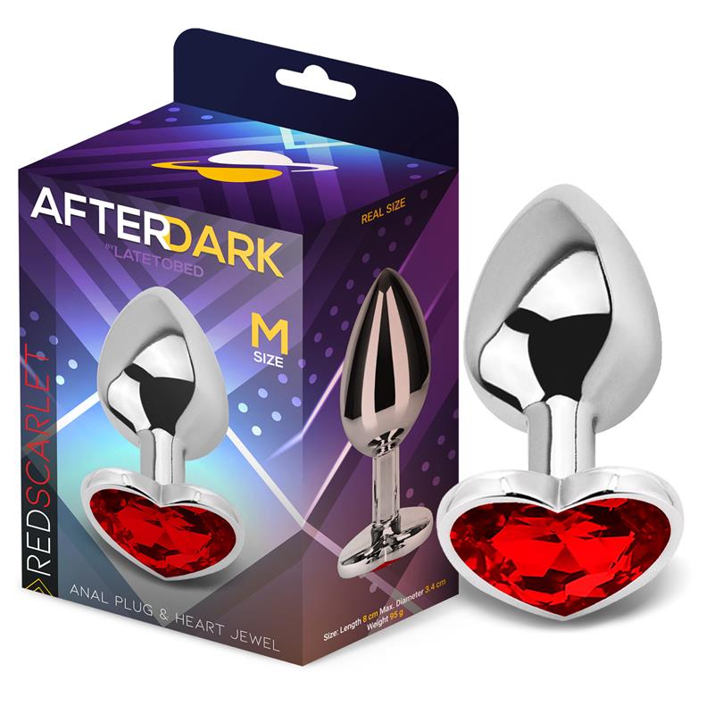 PLUG ANAL  COM JOIA DE CORAÇÃO VERMELHO ESCARLATE TAMANHO M