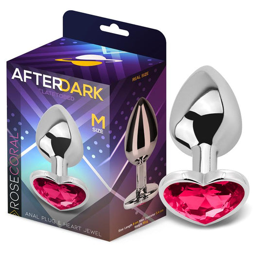 PLUG ANAL COM JOIA CORAÇÃO CORAL ROSA TAMANHO M