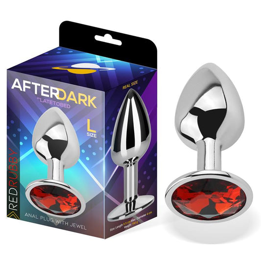 PLUG ANAL COM JÓIA VERMELHA RUBI TAMANHO L