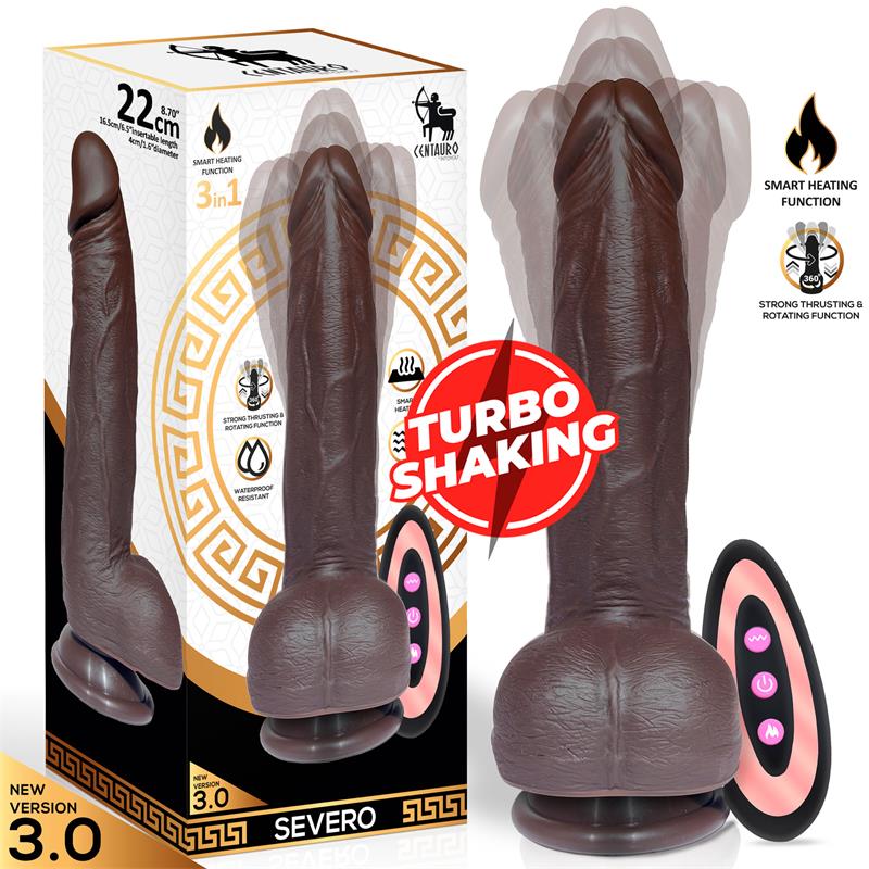 CENTAURO SEVERO VIBRADOR REALISTA TURBO AGITANDO IMPULSO, ROTAÇÃO 360º CONTROLE REMOTO EFEITO DE CALOR