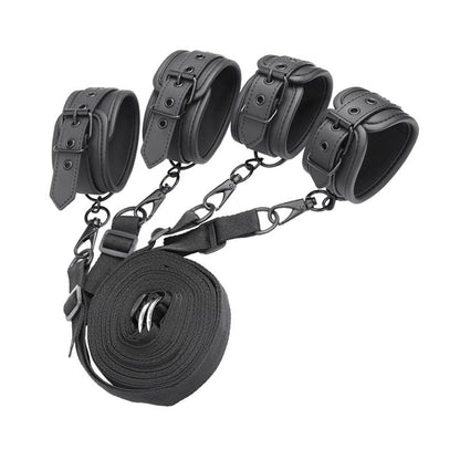 CONJUNTO DE RESTRIÇÕES DE CAMA INTOYOU BLACK SHADOW COURO VEGANO