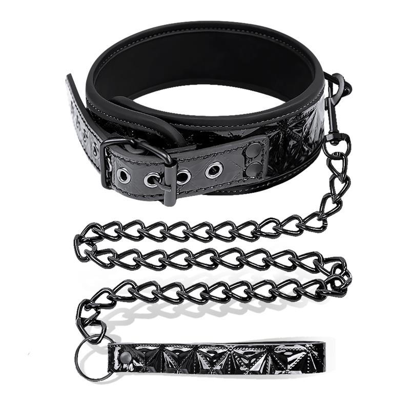 COLAR DE COURO VEGANO DE SAFIRA BLACK SAPPHIRE COM ALÇA