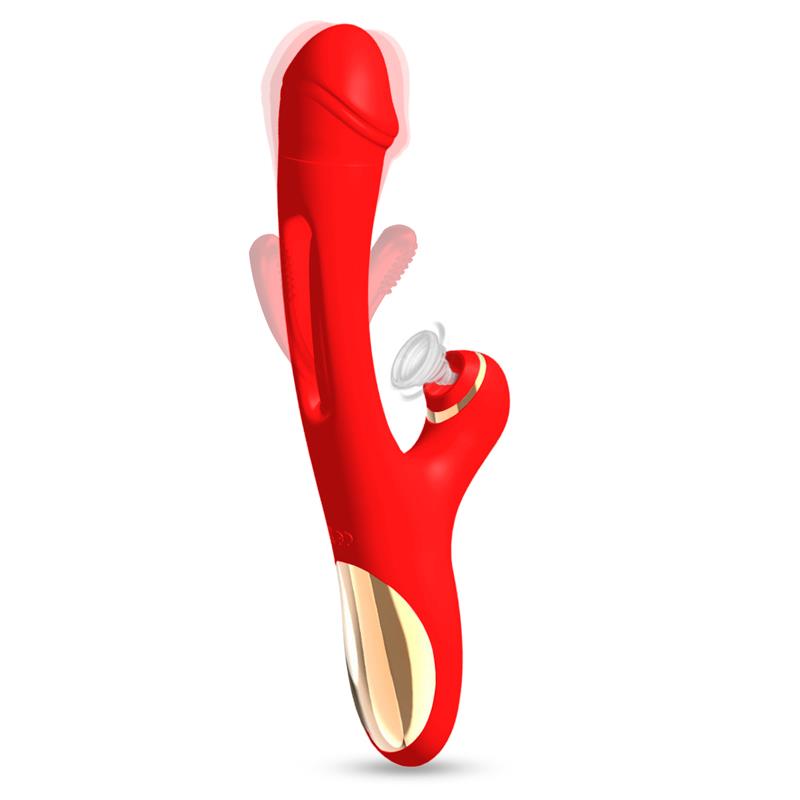 VIBRADOR INTOYOU FITER COM ESTIMULADOR DE CLITÓRIS E LÍNGUA FLIP-FLAP 3 MOTORES VERMELHO