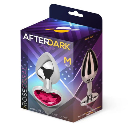 PLUG ANAL COM JOIA CORAÇÃO CORAL ROSA TAMANHO M