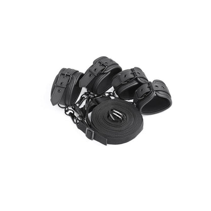 CONJUNTO DE RESTRIÇÕES DE CAMA INTOYOU BLACK SHADOW COURO VEGANO