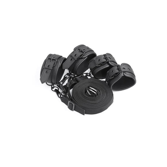 CONJUNTO DE RESTRIÇÕES DE CAMA INTOYOU BLACK SHADOW COURO VEGANO
