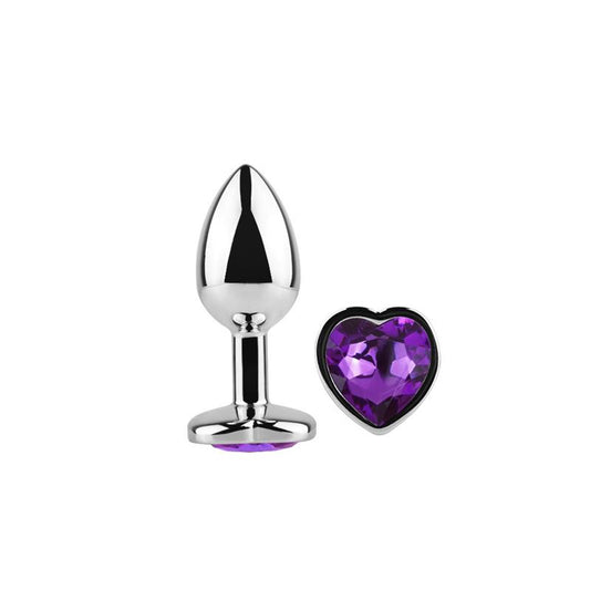 PLUG ANAL COM JOIA DE CORAÇÃO ROXO LAVANDA TAMANHO S