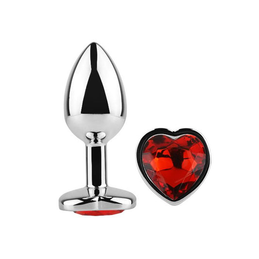 PLUG ANAL  COM JOIA DE CORAÇÃO VERMELHO ESCARLATE TAMANHO M